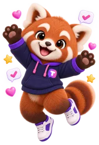 Tilly the red panda jumping with joy