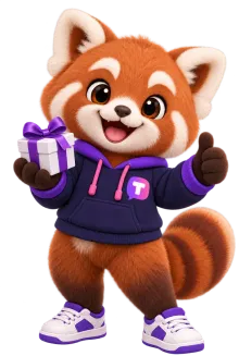 Tilly the red panda mascot, here to help